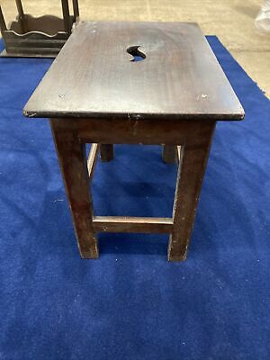 vintage dark wood stool 5