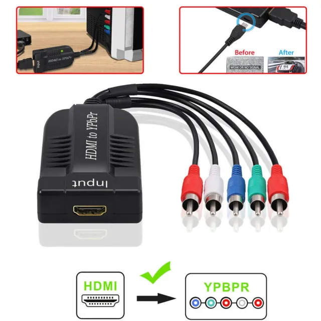 HDMI to 1080P Component Video YPbPr 5RCA RGB Converter Adapter R/L Audio Cable