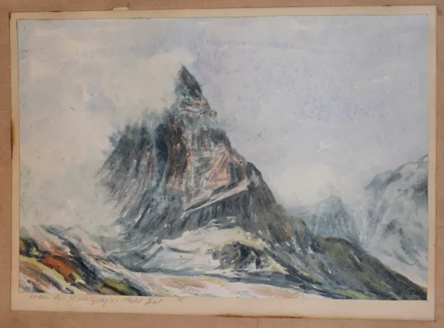 1982 vintage original watercolor painting landscape signed