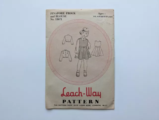 Vintage 1950s sewing pattern Child’s dress, blouse | LeachWay 13671 | 4-6 years