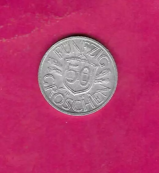 Austria Km2870 1947 50 Groschen Xf Extra Fine Nice Older Brass Pre-Euro Coin