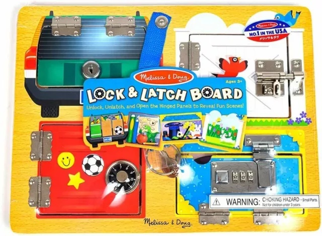 Melissa & Doug Wooden Lock & Latches Board Playset