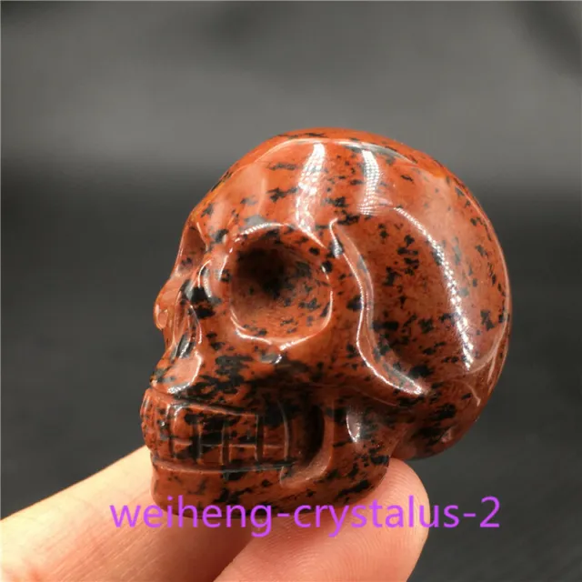 1.5" Natural Red obsidian quartz Crystal Skull Carved Skull Reiki Healing 1pc
