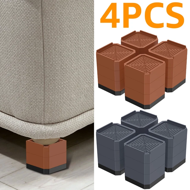 ANNKUT Bed Risers - Heavy Duty 1.5 Inch Furniture Lifts (4 Pack, Black) - Stackable & Adjustable For Beds, Desks, Sofas & More