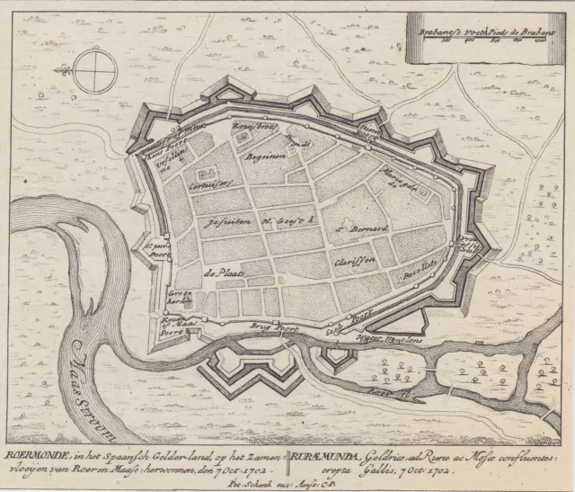 Niederlande Roermond Original Kupferstich Schenk 1720