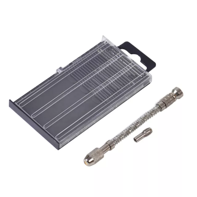 21 Mini Micro Spiral Hand Manual Push Drill Pin Chuck Vise Bit Set Jewelry Tool 2