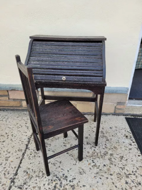 Antique Childs Rolltop Desk Mission Style C1900s