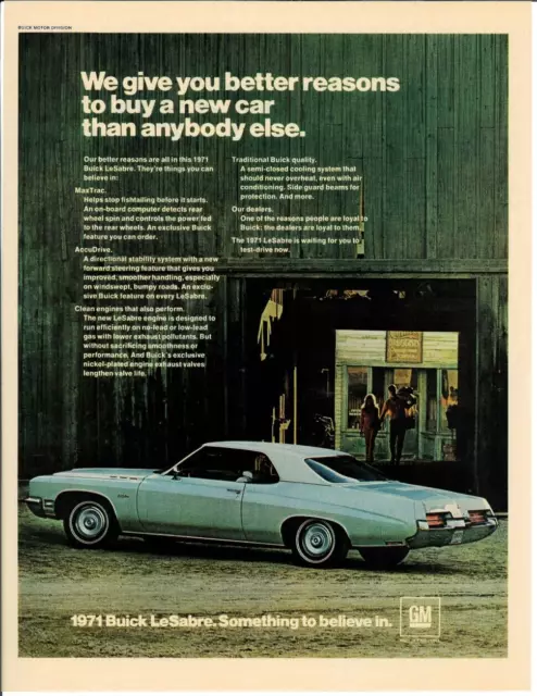 1971 BUICK LESABRE Car Automobile Motors Vintage Magazine Print Ad