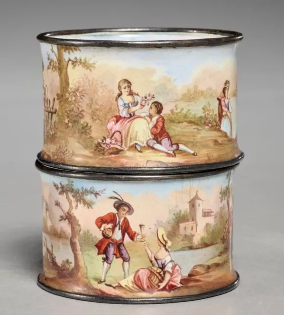 Vienna Austria Enamel on Silver Napkins Rings Bohm