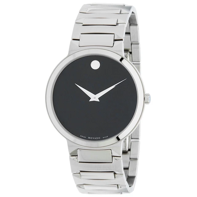 Movado Men's Temo Stainless Steel Black Museum Dial Quartz Watch - 0607292