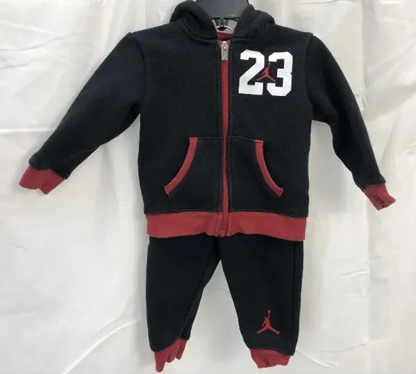 Infant Nike Air Jordan #23 Black&Red ZipUp Hoodie w/ Jogger Pants Size 12 months