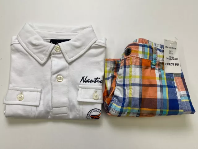 Baby Sommer Set USA Größe 68-74 NAUTICA weiß Luxus Polo Shirt Shorts 6-12 Monate