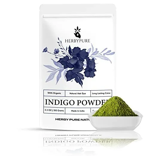 Polvo índigo orgánico Herby puro para cabello negro profundo | 100% natural - 100 gm