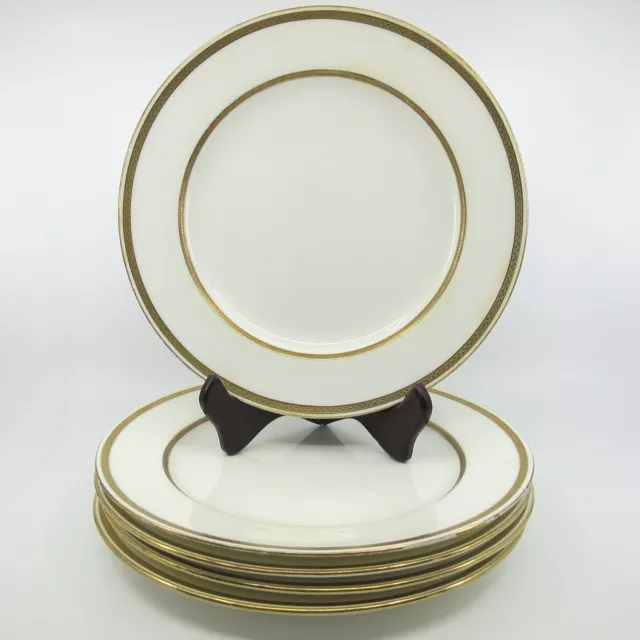 G8338 by MINTON for TIFFANY Gold Encrusted 5 Dinner Plate Set Crazed & Stained