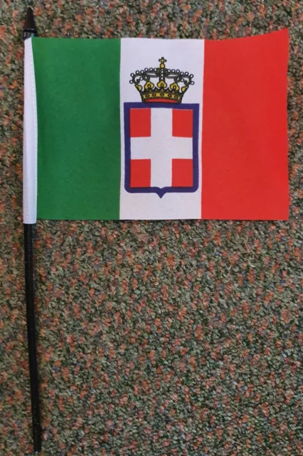 Italian 1861-1946 Hand Flag Italy Rome Roma Italia WW1 WW2 Savoy King Monarchy