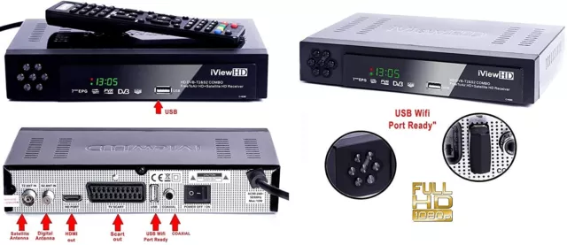 Full HD COMBO Freeview & Satellite TV Receiver Tuner Box for Freesat Sky Virgin 2