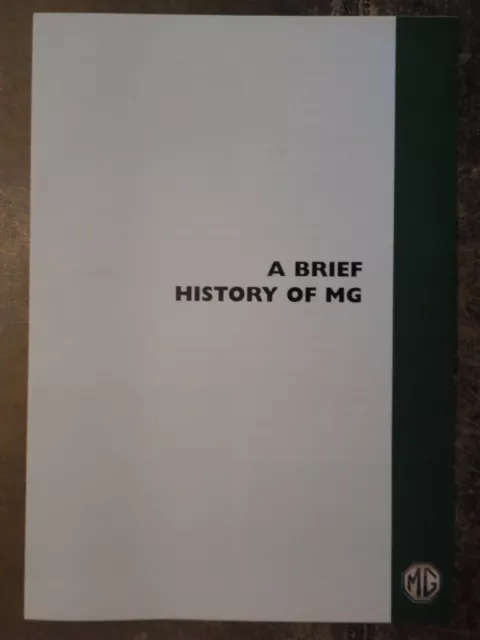 A BRIEF HISTORY OF MG orig 1990s UK Mkt Factory Issued Publicity Brochure