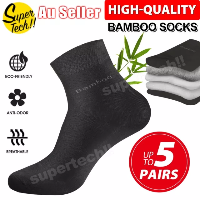 Bamboo Socks Warm Winter Soft Thick Mens Socks Work Breathable Black 5 Pairs New