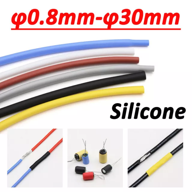 Silicone Heat Shrink Tubing Sleeving Cable φ0.8mm-30mm Resistant High Temp 200°C