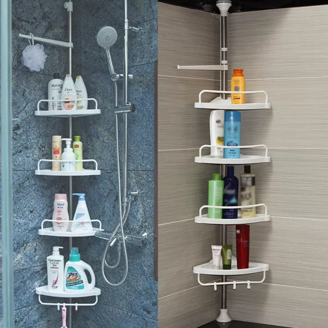 4 Tier Telescopic Bathroom Corner Shelf Rack Shower Caddy Storage Bath Storage