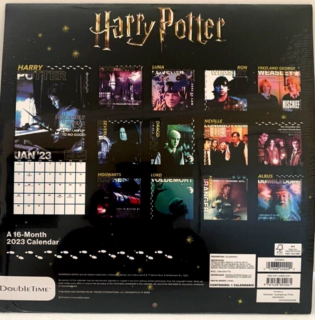 HARRY POTTER 16MONTH 2023 wall calendarDouble Time 12" X 24" open