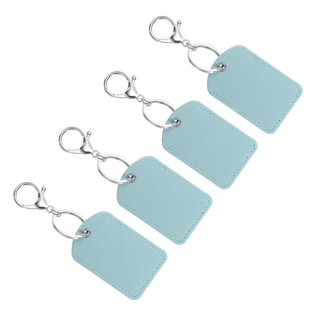 Portachiavi in pelle, 4 pz portachiavi in pelle con portachiavi per carte d'identità, blu cielo