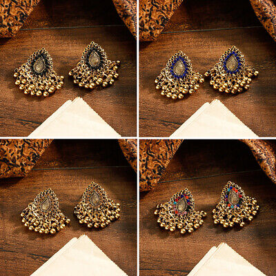 Zircon Retro Ethnic Earrings for Women Tassel Beads Ear studs Jewelry Jhumka