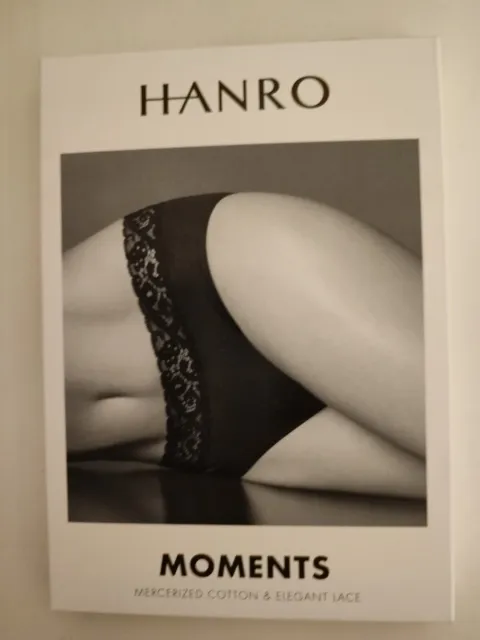 Hanro Black briefs Moments Mercerized Cotton & Elegant Lace L UK12 New In Pack