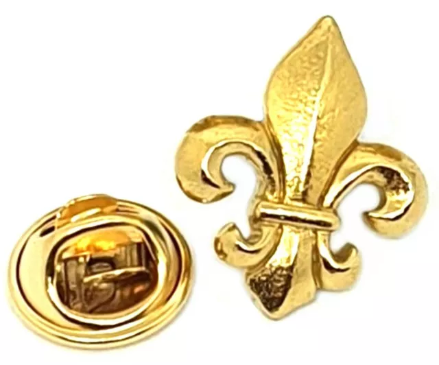 Hand Cast Fine English Pewter Pin Badge Heraldic Fleur De Lis (≈25mm)