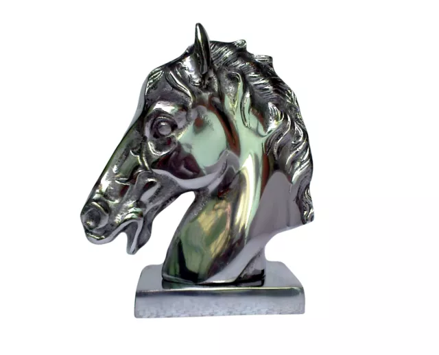 Horse Head on Base Desk Top Figurine Sculpture Aluminium Statue 23 cm