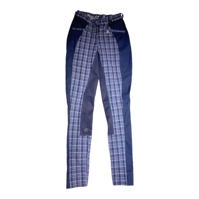 Thomas Cook Equestrian Riding Jodhpurs woman's size 6 blue checked MI India