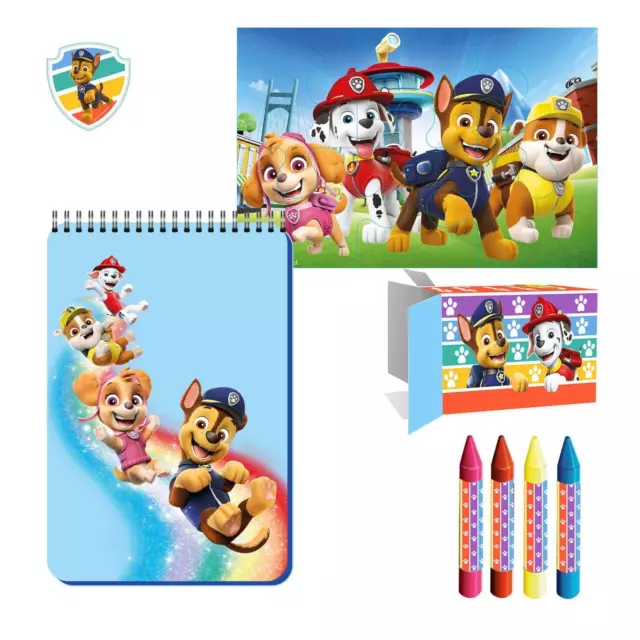 Huellas Patrol Niños Cumpleaños Puzzle Cuaderno Crayón Detalle Fiestas Paquete