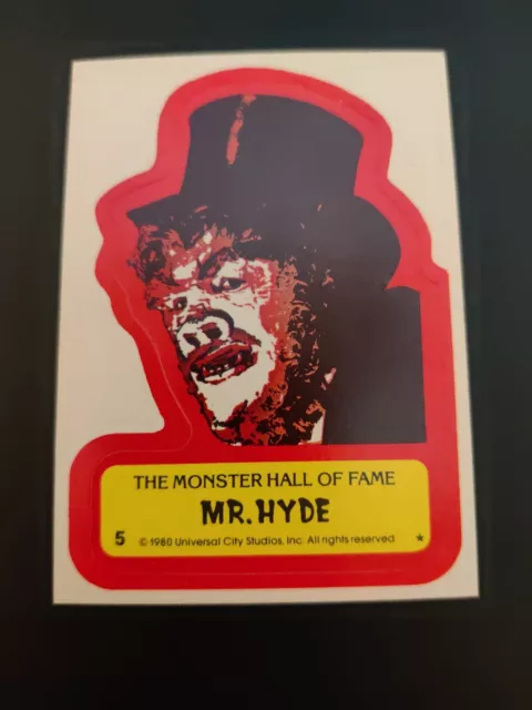 1980 Universal Studios - Monster Hall of Fame Sticker Card - #5 Mr. Hyde