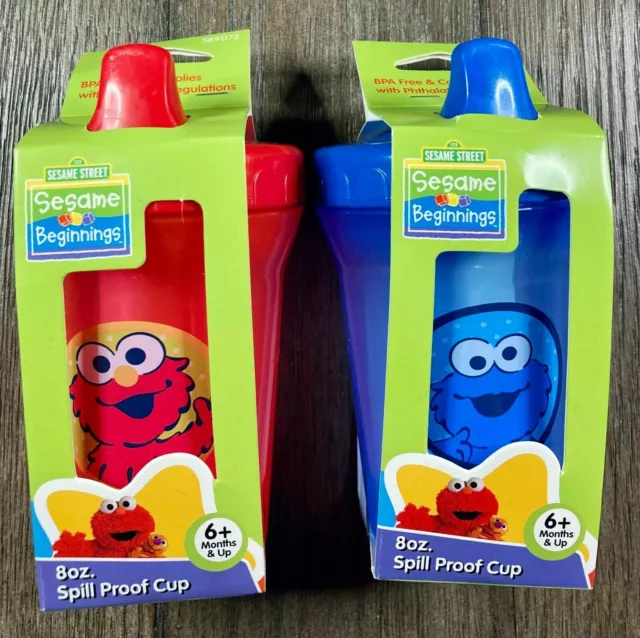 Sesame Street Beginnings Elmo Sippy Cups 8oz Spill Proof BPA FREE New