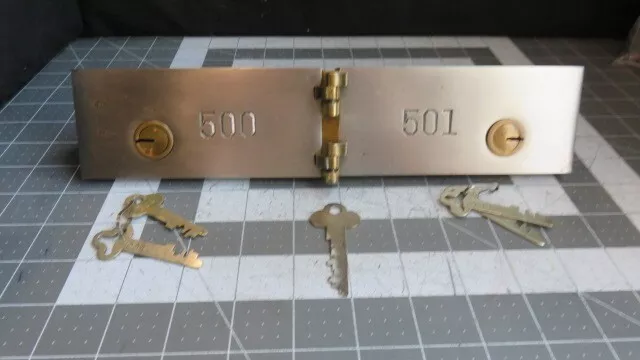 Antique L.L. Bates 1886 Safety Deposit Box Door  4 Op & 1 Guard Key #500 & #501