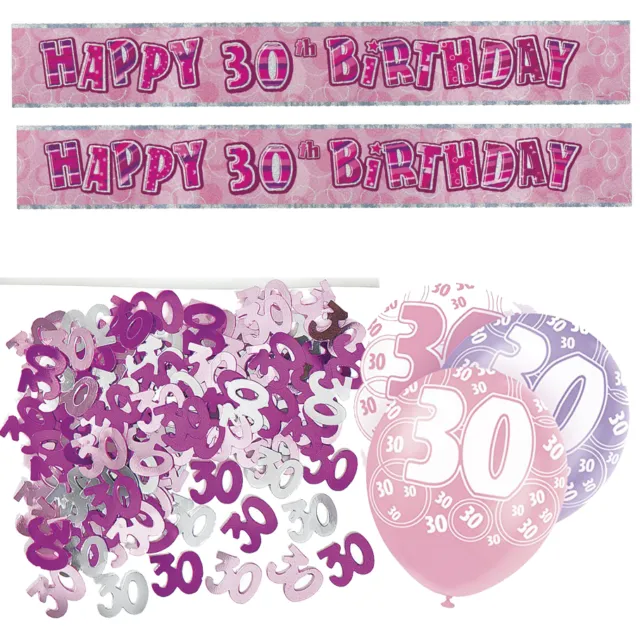 Pink 30th Birthday Banner Party Decorations Pack Kit Set Balloons Glitz Girl