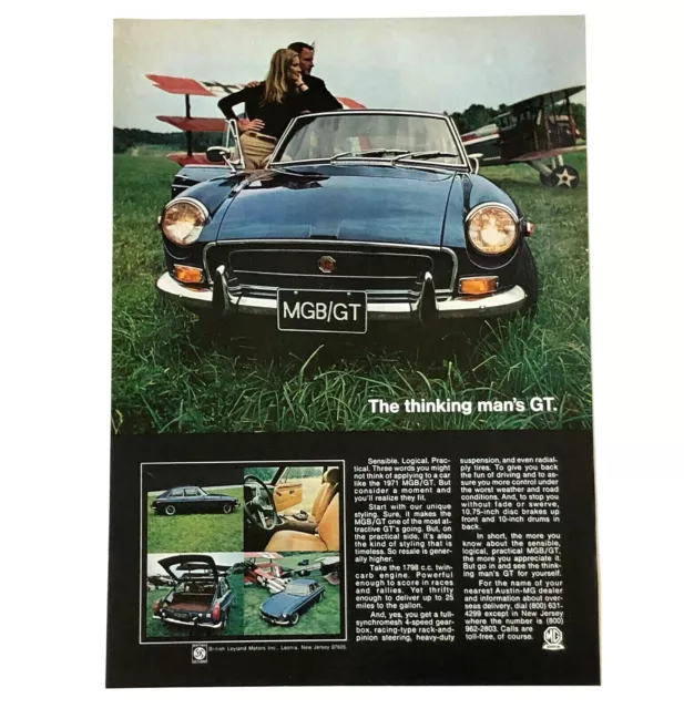 1971 MGB GT Advertisement The Thinking Mans GT Vintage Photo Car Print AD