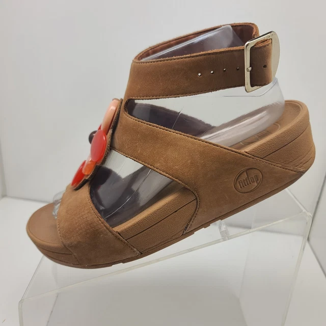 Fitflop Womens Tan Slingback Sandals Colored Jewels Size 8