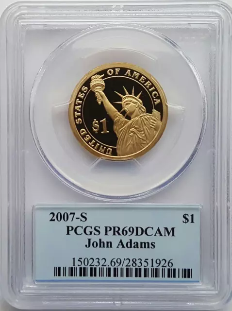 2007-S Presidential Dollar John Adams  PCGS PR69 DCAM -Portrait Label