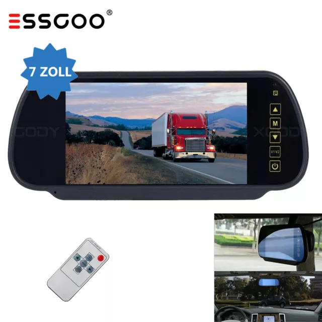 ESSGOO 7 Zoll LCD MONITOR INNENSPIEGEL RÜCKSPIEGEL Auto KFZ für Rückfahrkamera