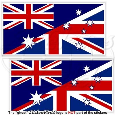 AUSTRALIA-UK Flag Australian-United Kingdom Union Jack 75mm Stickers Decals x2