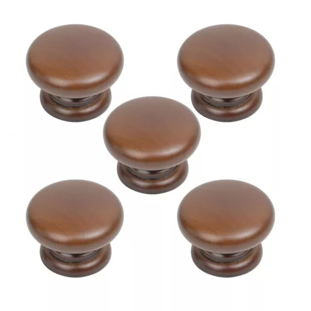 5Pcs Wood Color Wood Drawer Knobs Walnut Finished Drawer Pulls Knobs  Kitchen