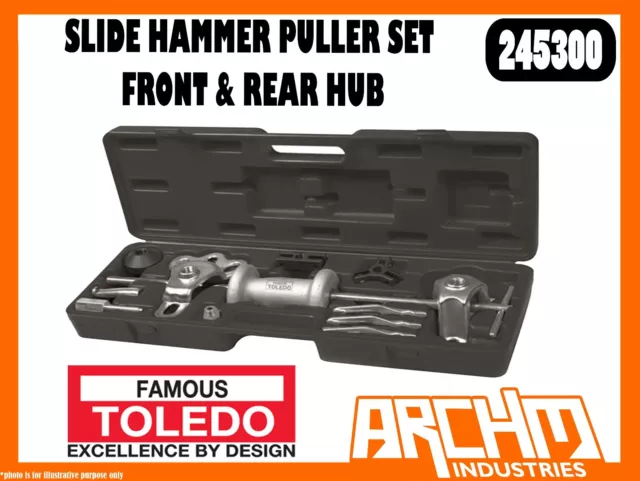 Toledo 245300 - Slide Hammer Puller Set Front & Rear Hub - Multi-Purpose Removal