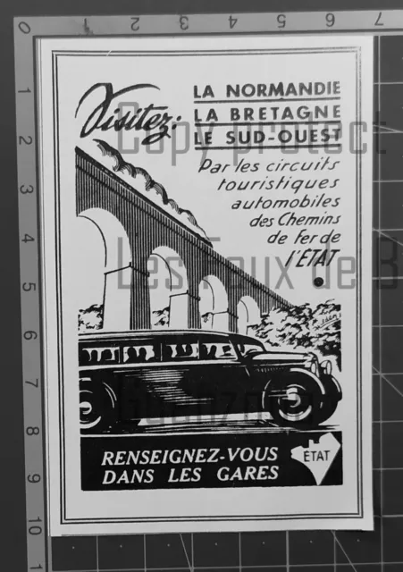 TOURISME BRETAGNE NORMANDIE CHEMINS DE FER DE L'ETAT  publicité 1935 advert
