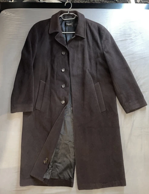 Bugatti Fine Wool & Angora Long Coat Brown Button Up Over Coat (Size 38R) German Bugatti Fine Wool & Angora Long Coat Brown Button Up Over Coat (Size 38R) German