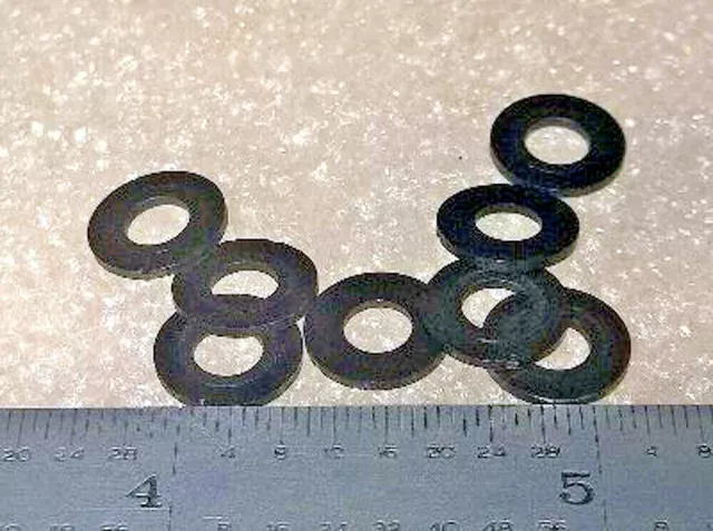 PLAIN FLAT WASHERS  #8 HOLE X 3/8" OD X .032" THICK BLACK NYLON  - 100 pcs