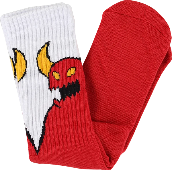 TOY MACHINE SKETCHY MONSTER CREW SOCKS RED/WHT 1pr