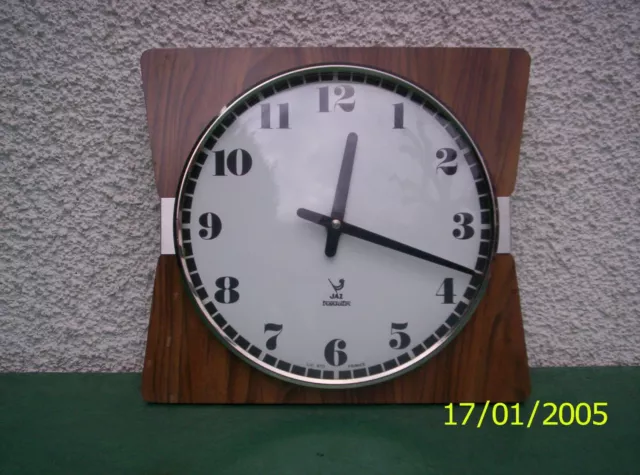 Ancienne pendule horloge de cuisine en formica vintage JAZ