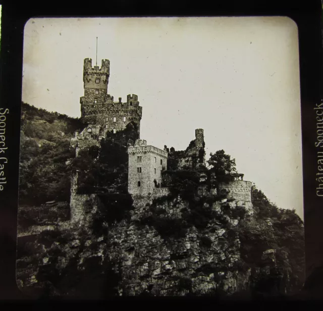 Glass Magic lantern slide SOONECK CASTLE  C1910 GERMANY RHINE PHOTO