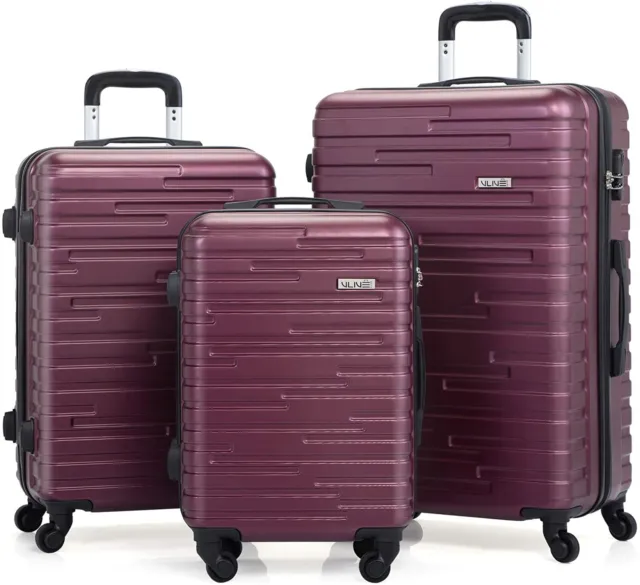 3 Piece Luggage Set Hardside Lightweight Rolling Suitcase with Spinner Wheel Red